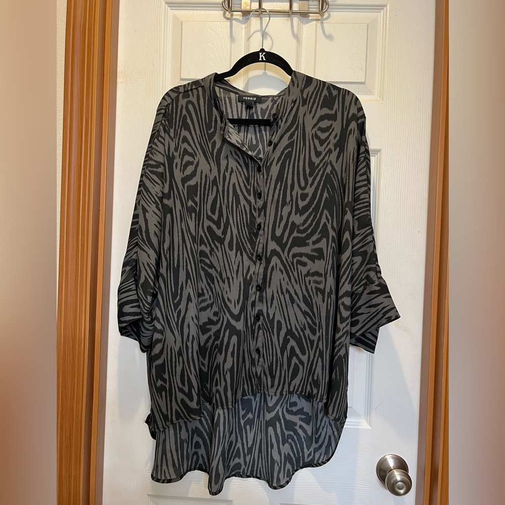 Torrid high low zebra print blouse